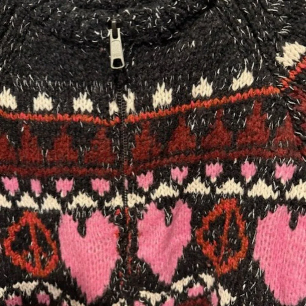 Pilcro Peace Love Icon Zip-Up Cardigan Sweater - Picture 11 of 16